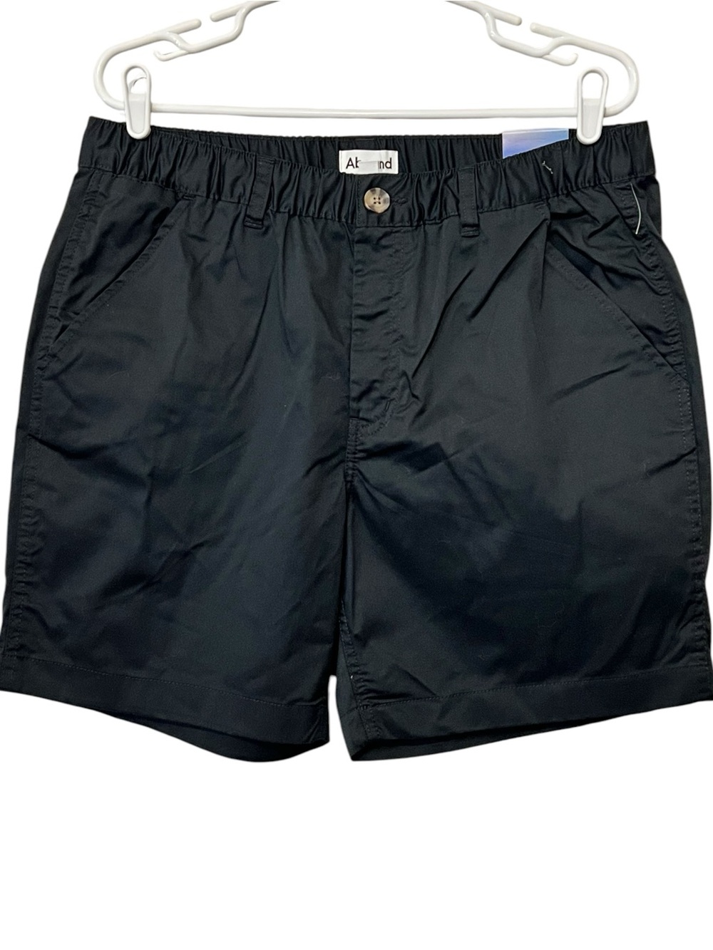 Abound Men's Pull-On Shorts, Functional Zipper, Elastic Waistband, Black, Sz Med